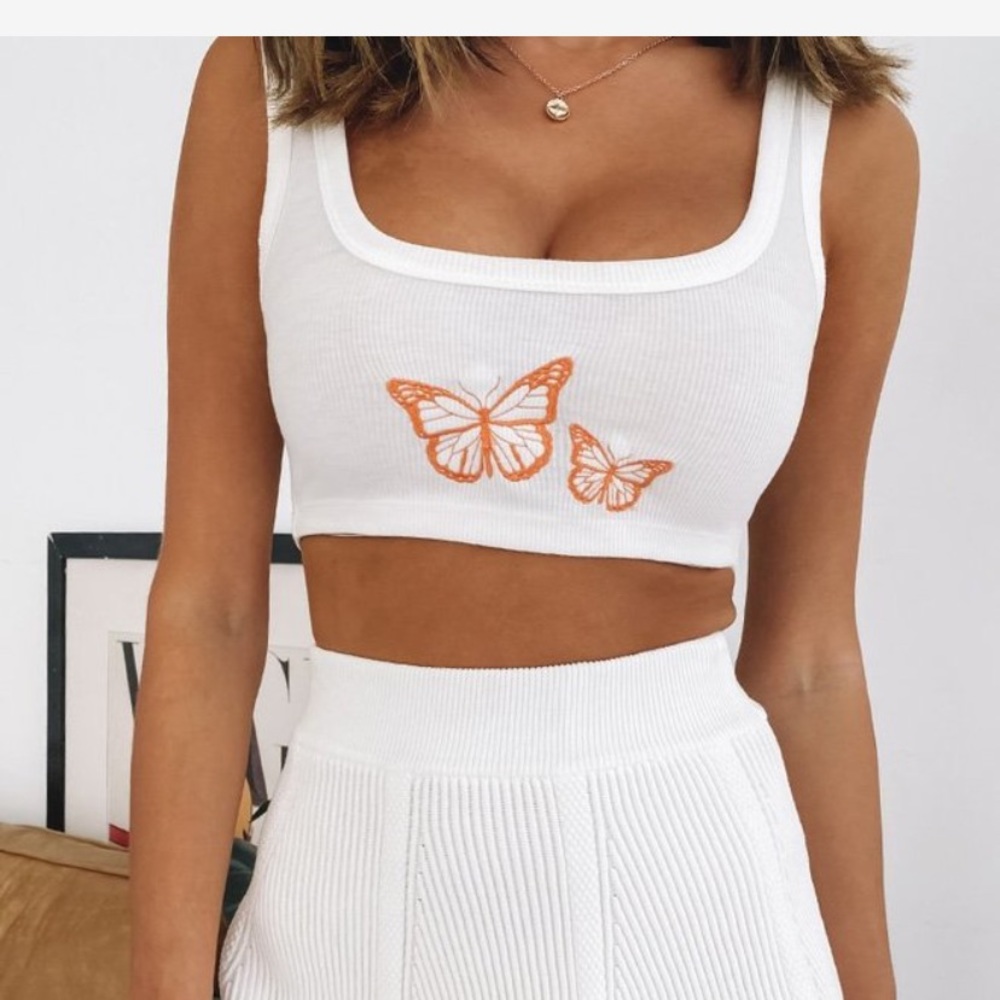Butterfly crop tank top